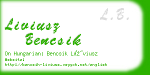 liviusz bencsik business card